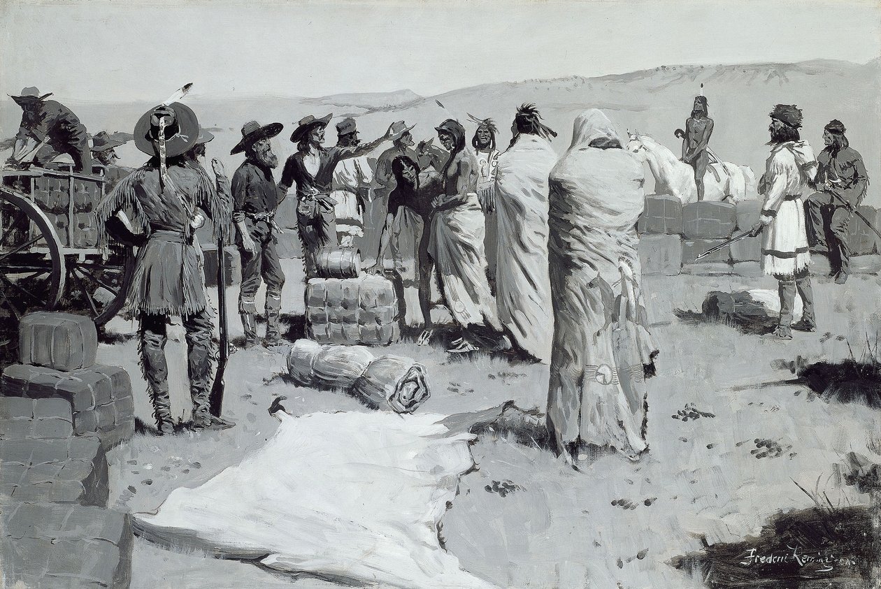 De tolk zwaaide naar de jongeren door Frederic Remington