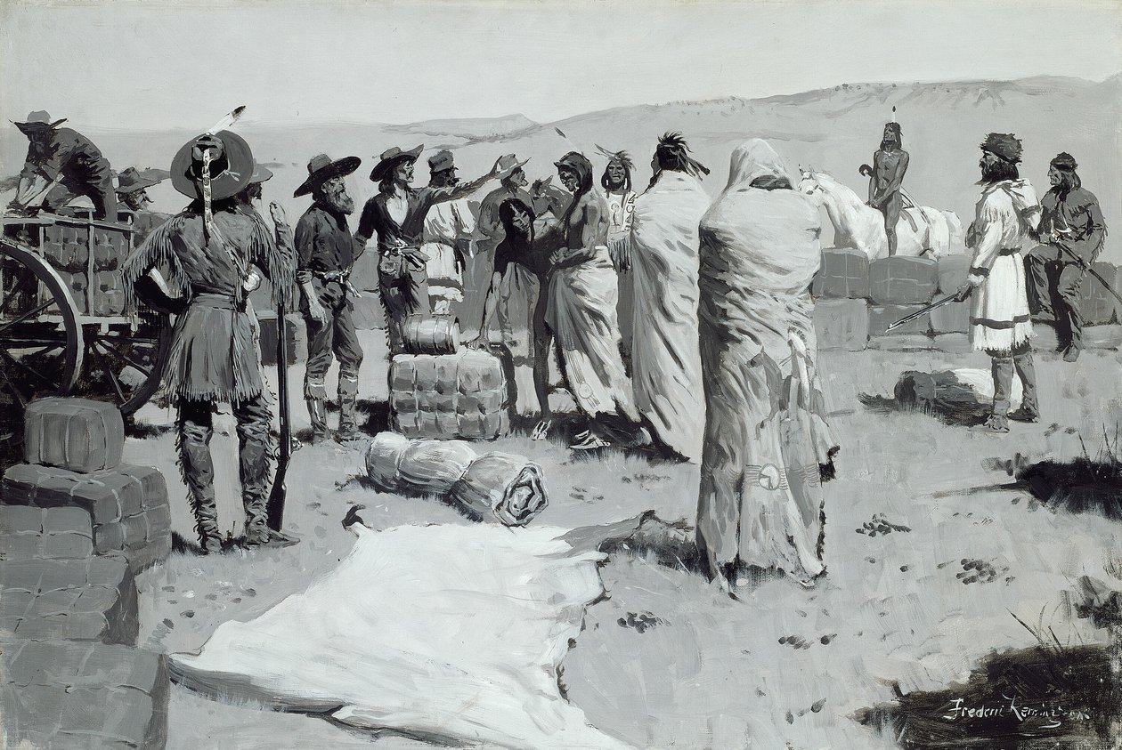 De tolk zwaaide naar de jongeren door Frederic Remington
