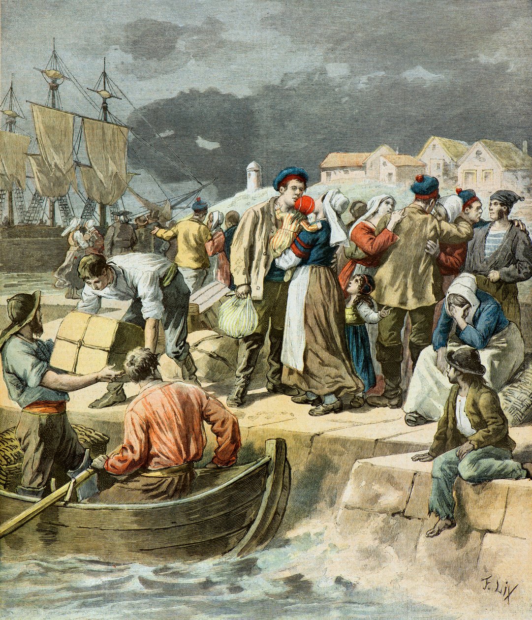 Vertrek van Bretonse vissers door Frederic Theodore Lix