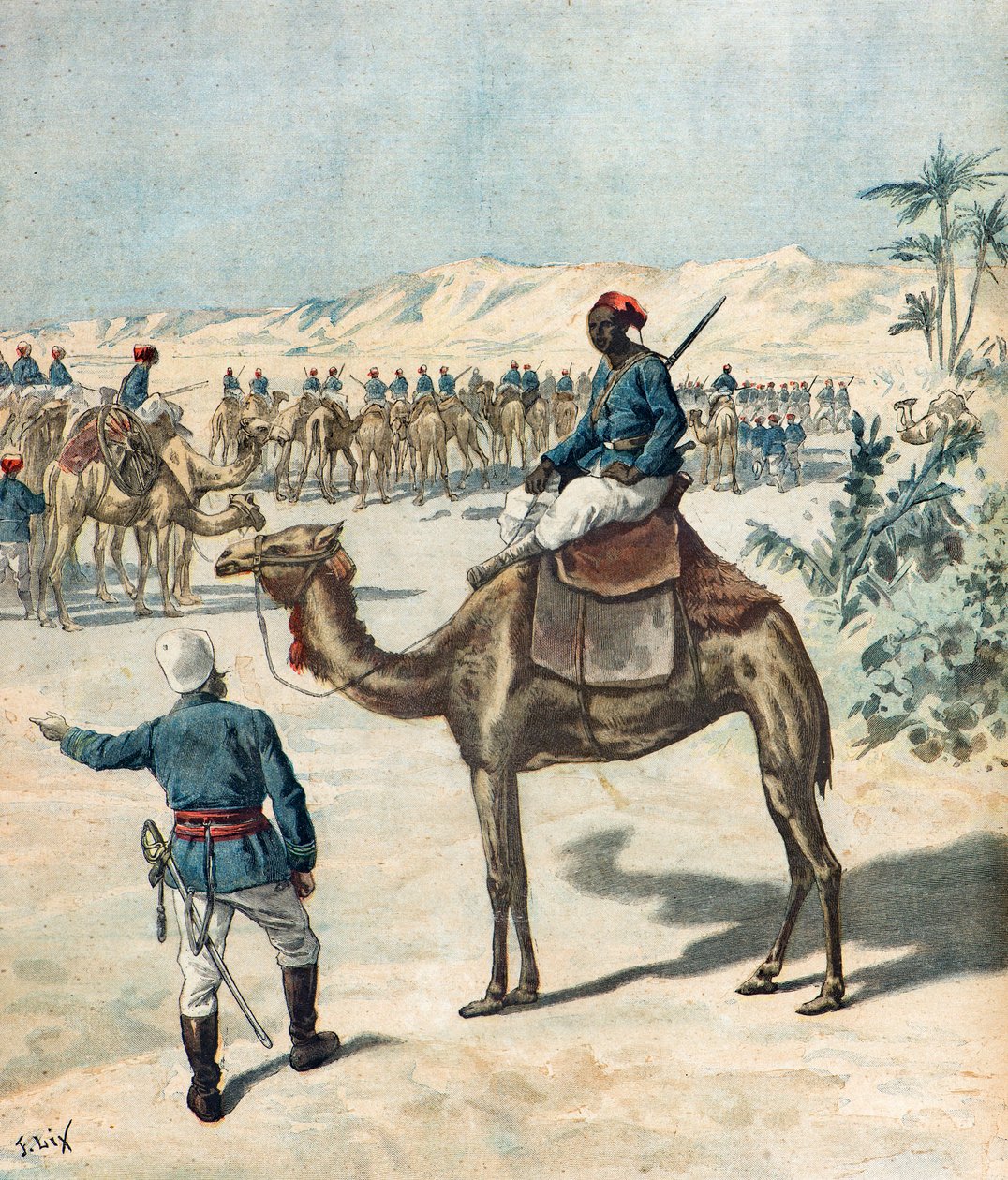 Franse koloniale troepen door Frederic Theodore Lix