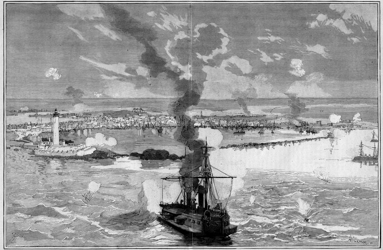 Het bombardement van Alexandrië (Egypte) door Frederic de Haenen