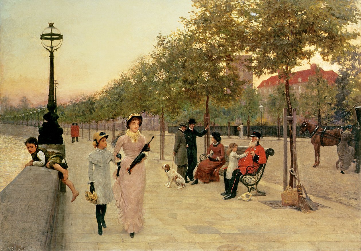 Wandeling langs de Embankment in Chelsea door Frederick Brown