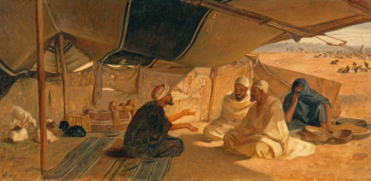 Arabieren in de woestijn, 1871 door Frederick Goodall