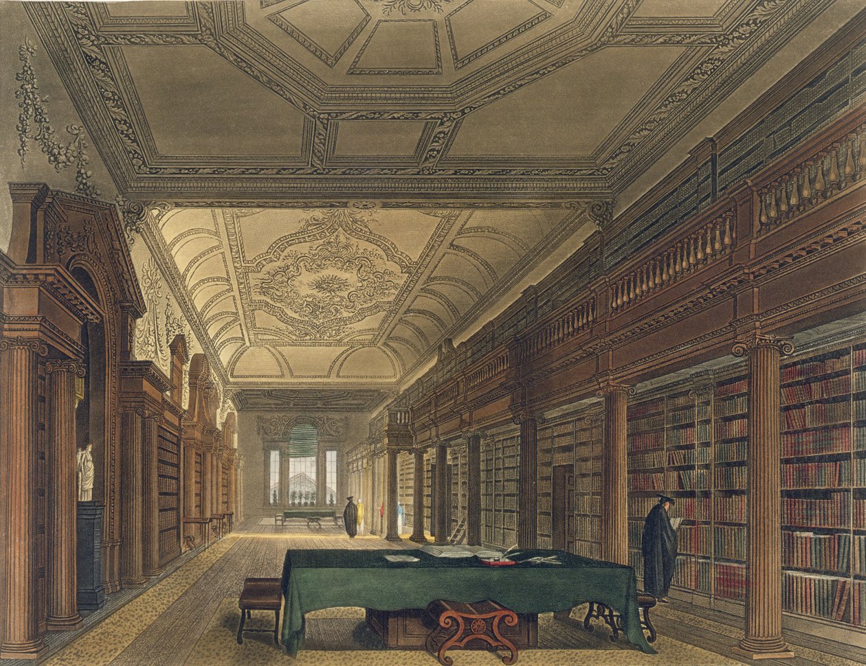 Interieur van de Bibliotheek van Christ Church, illustratie uit de 