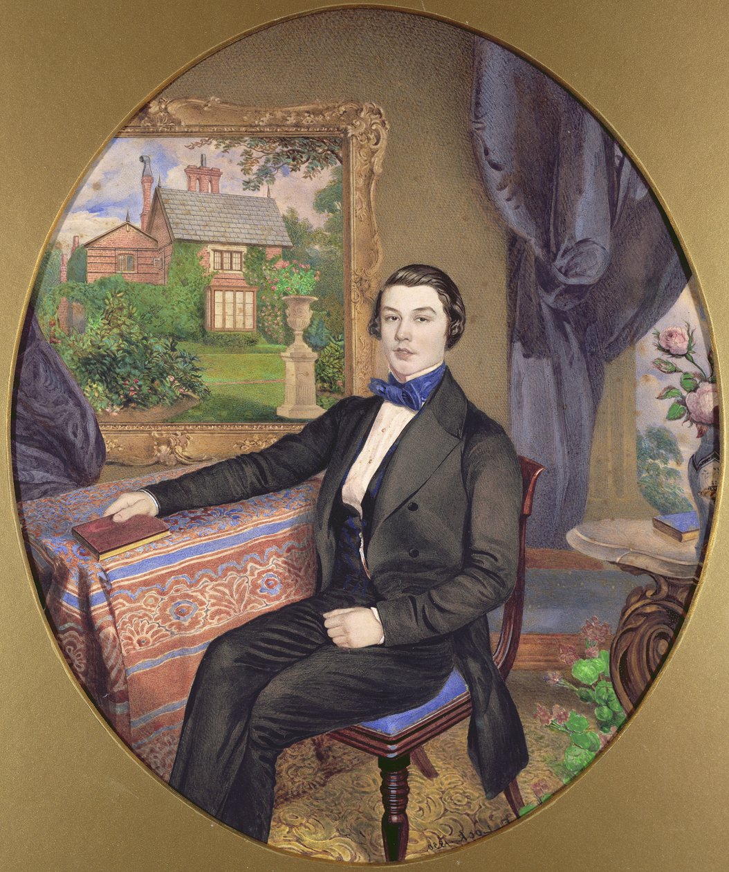 Portret van een Jonge Man in een Victoriaans Interieur, 1850 door Frederick William Lock