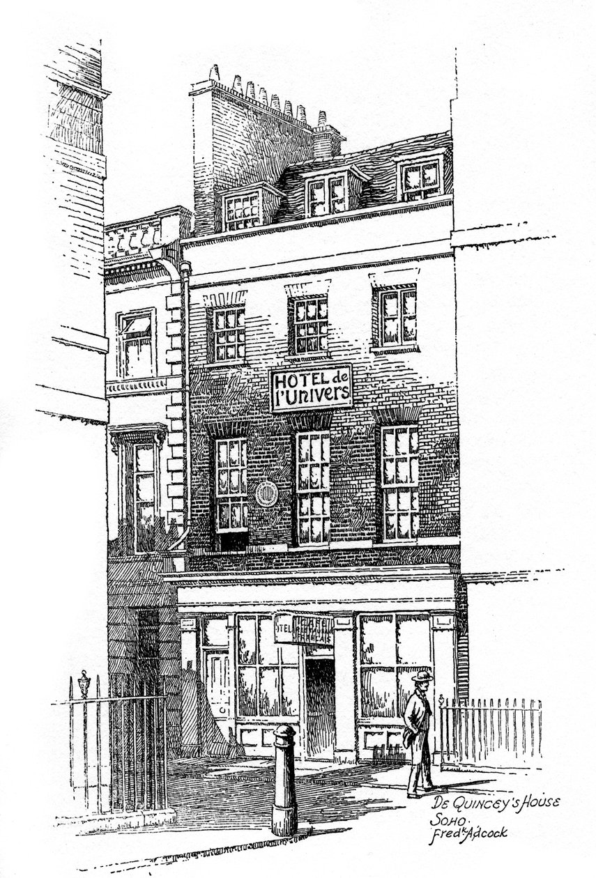 Huis van Thomas de Quincey, Soho, Londen, 1912 door Frederick Adcock