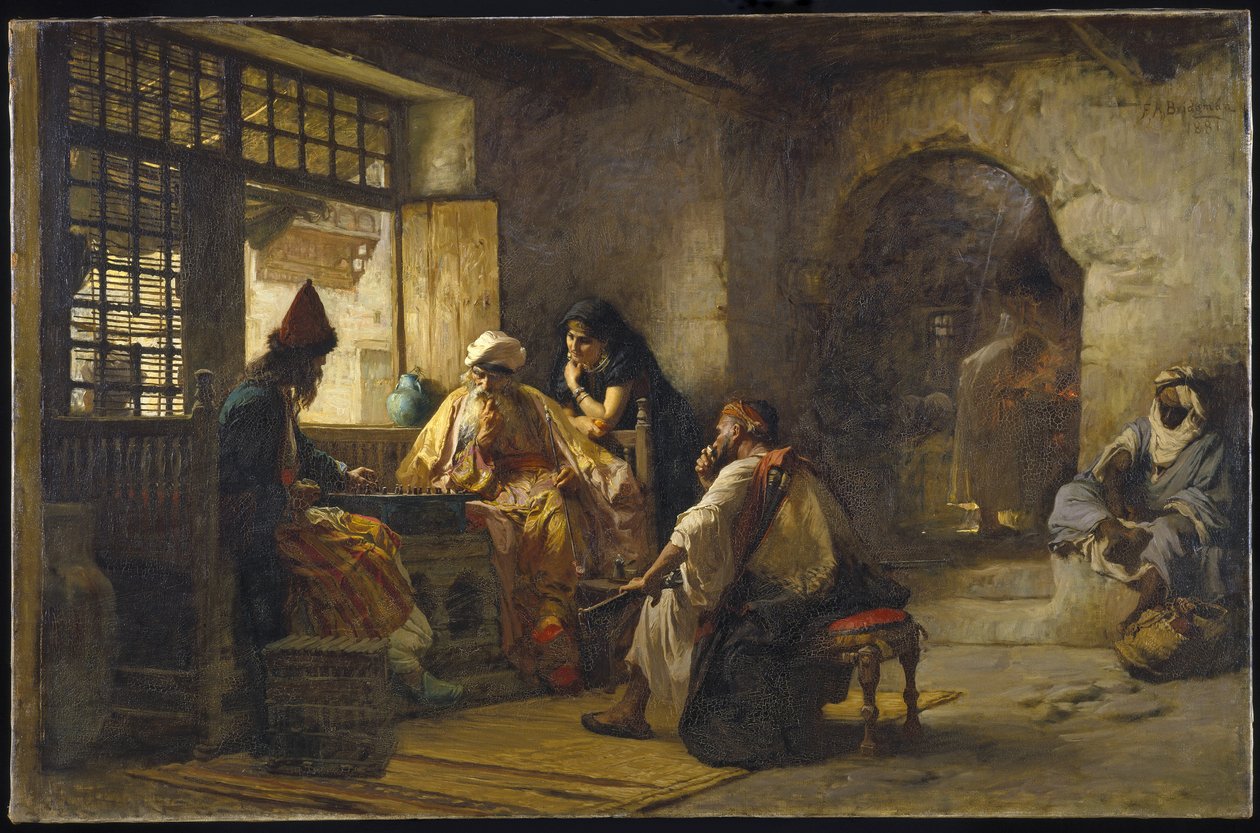 Een Interessant Spel, 1881 door Frederick Arthur Bridgman