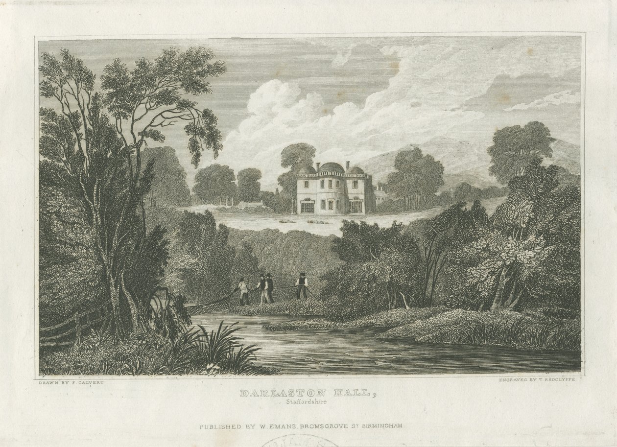 Darlaston Hall: gravure, nd [ca. 1830] door Frederick Calvert