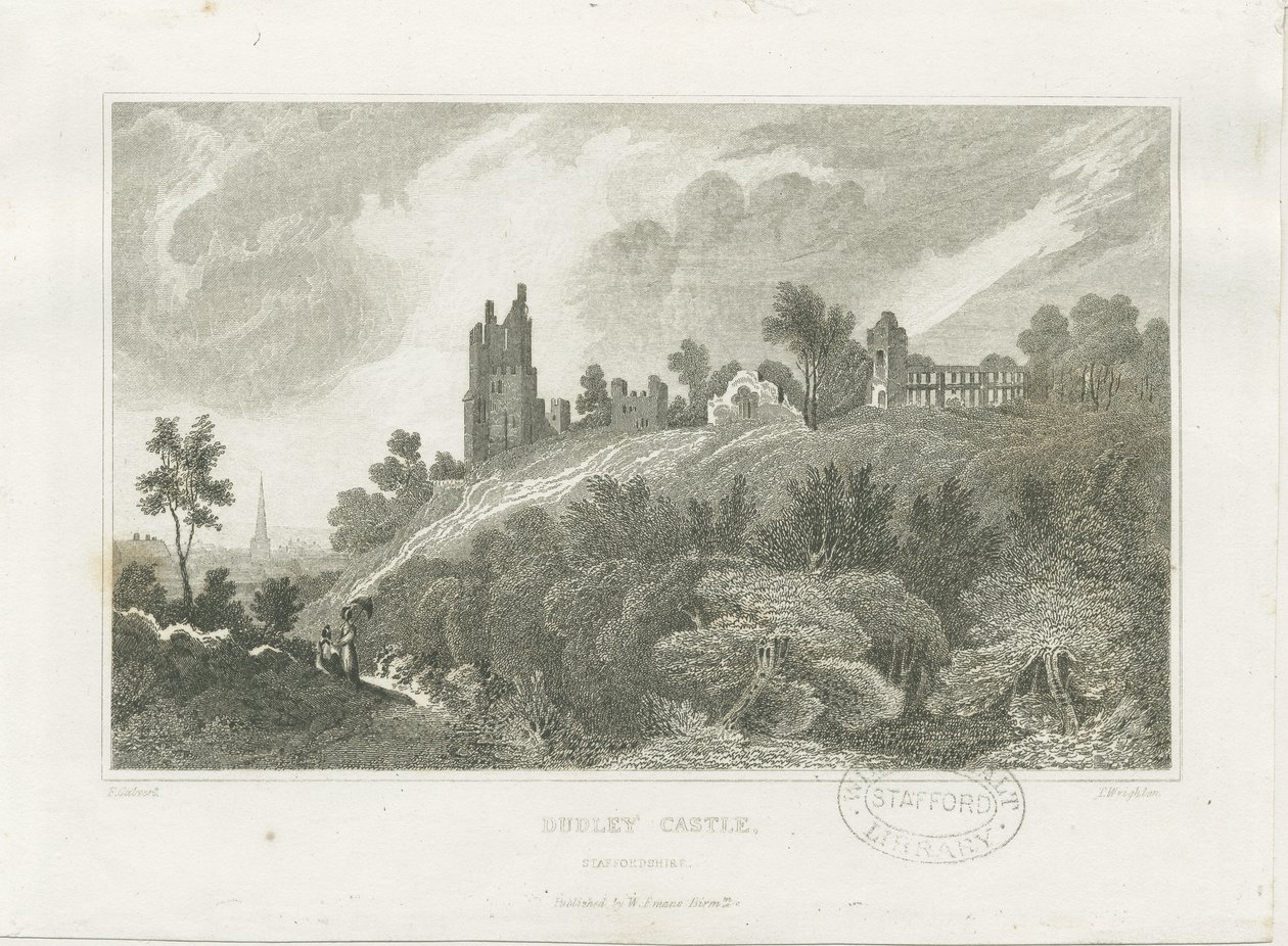 Dudley Castle: gravure, nd [19e eeuw] door Frederick Calvert