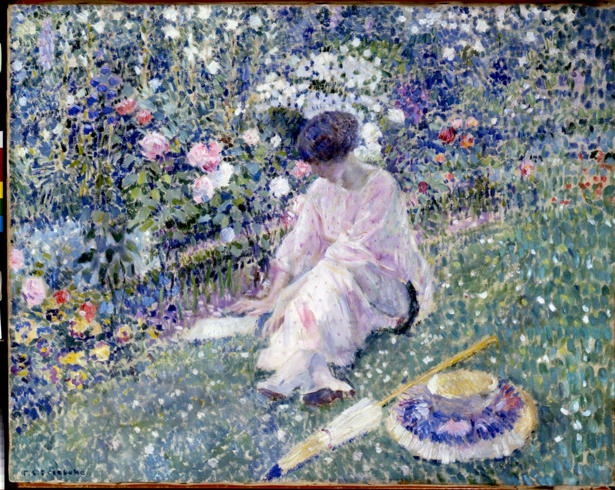 Tuin in Juni door Frederick Carl Frieseke