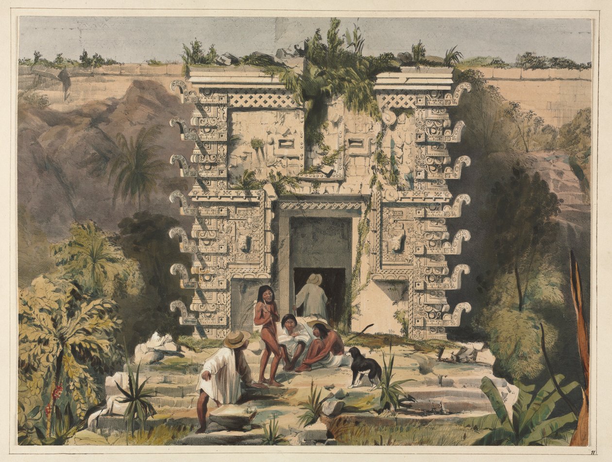 Poort van de Grote Teocallis, Uxmal door Frederick Catherwood
