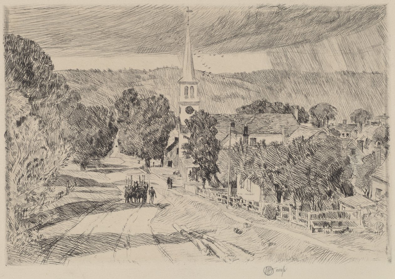 Een dorp in Vermont door Frederick Childe Hassam