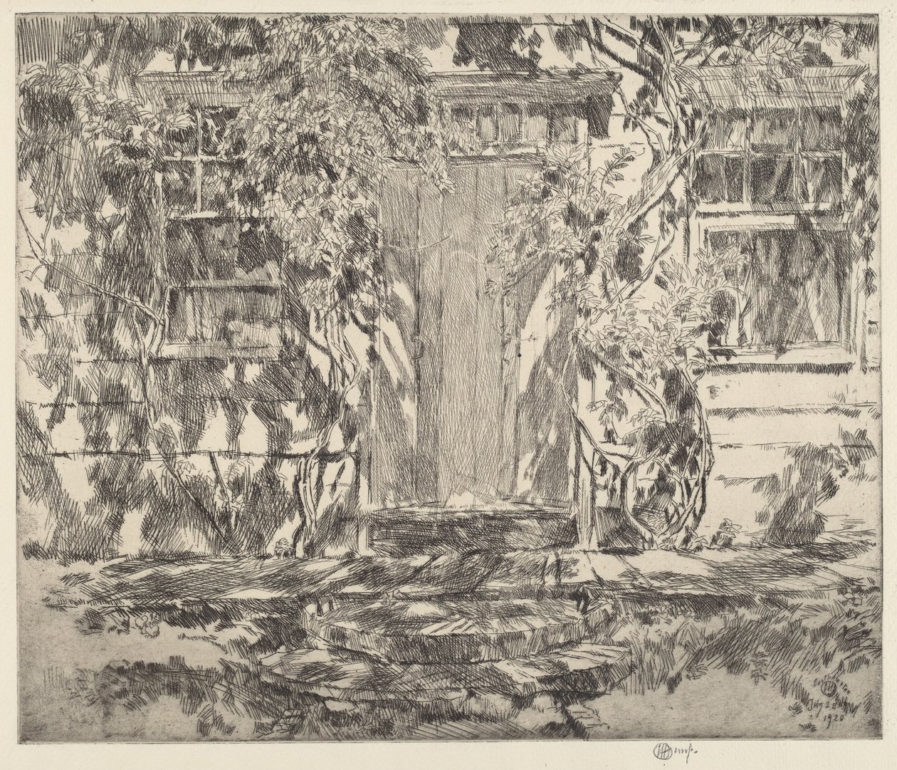 Oude Deur, Easthampton, 1920. door Frederick Childe Hassam