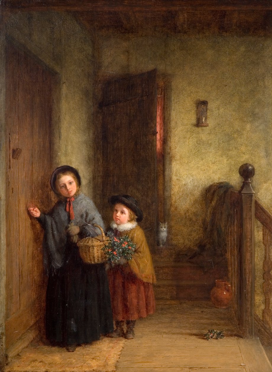 Kerstbezoekers door Frederick Daniel Hardy