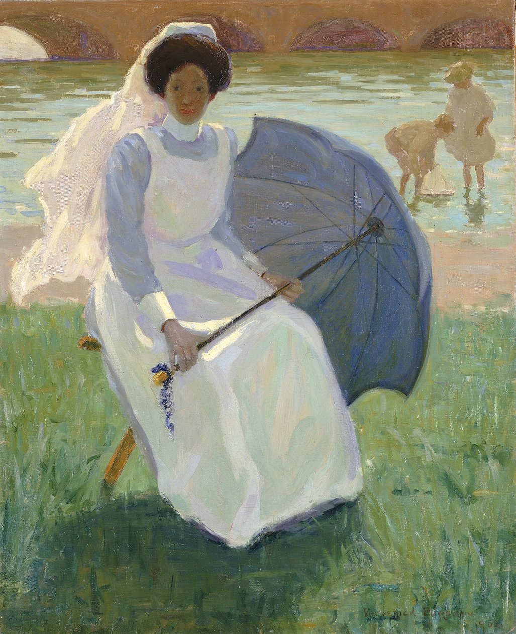Vrouw met Groene Parasol door Frederick F. Fursman