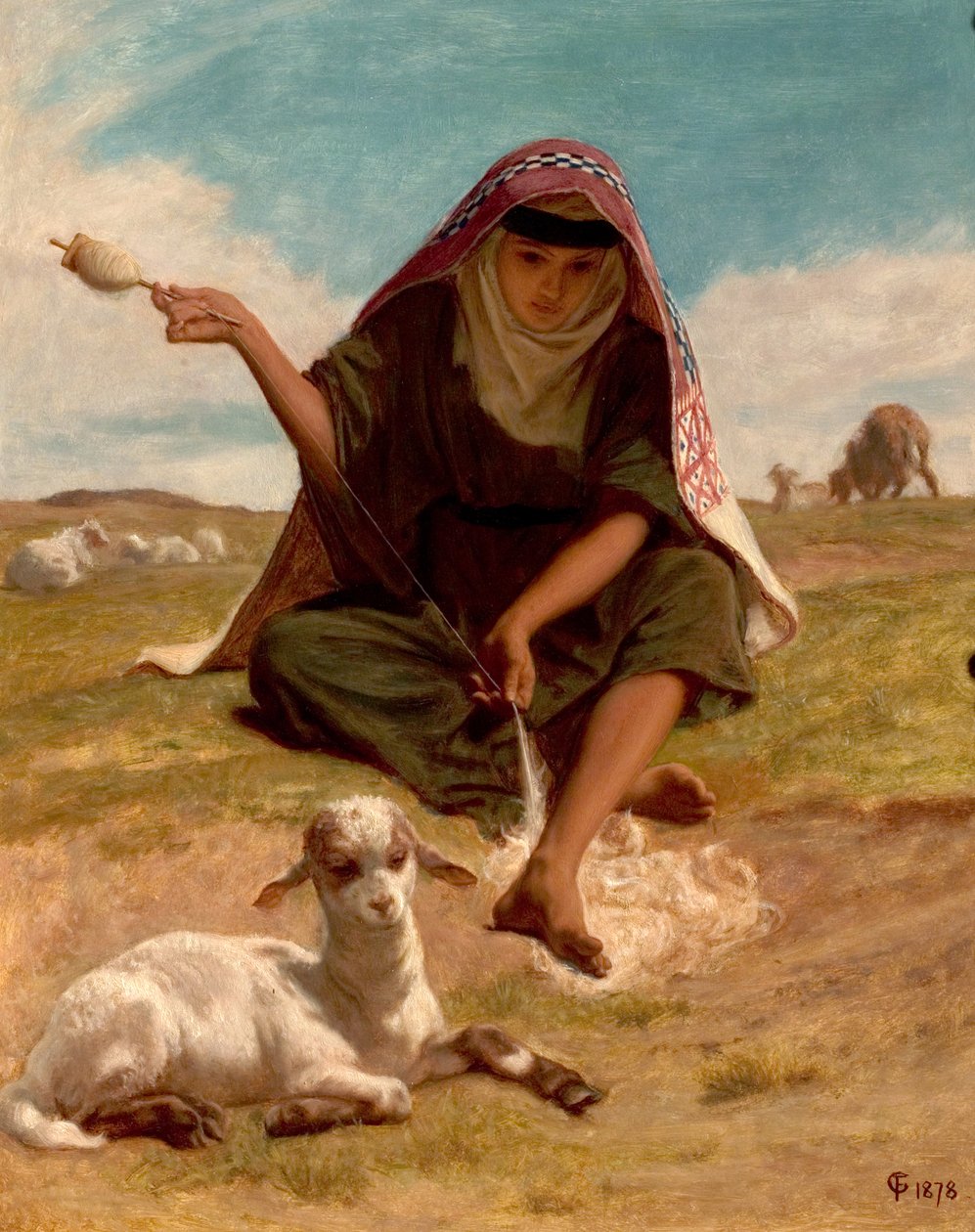 De distaff-werker, 1878 door Frederick Goodhall