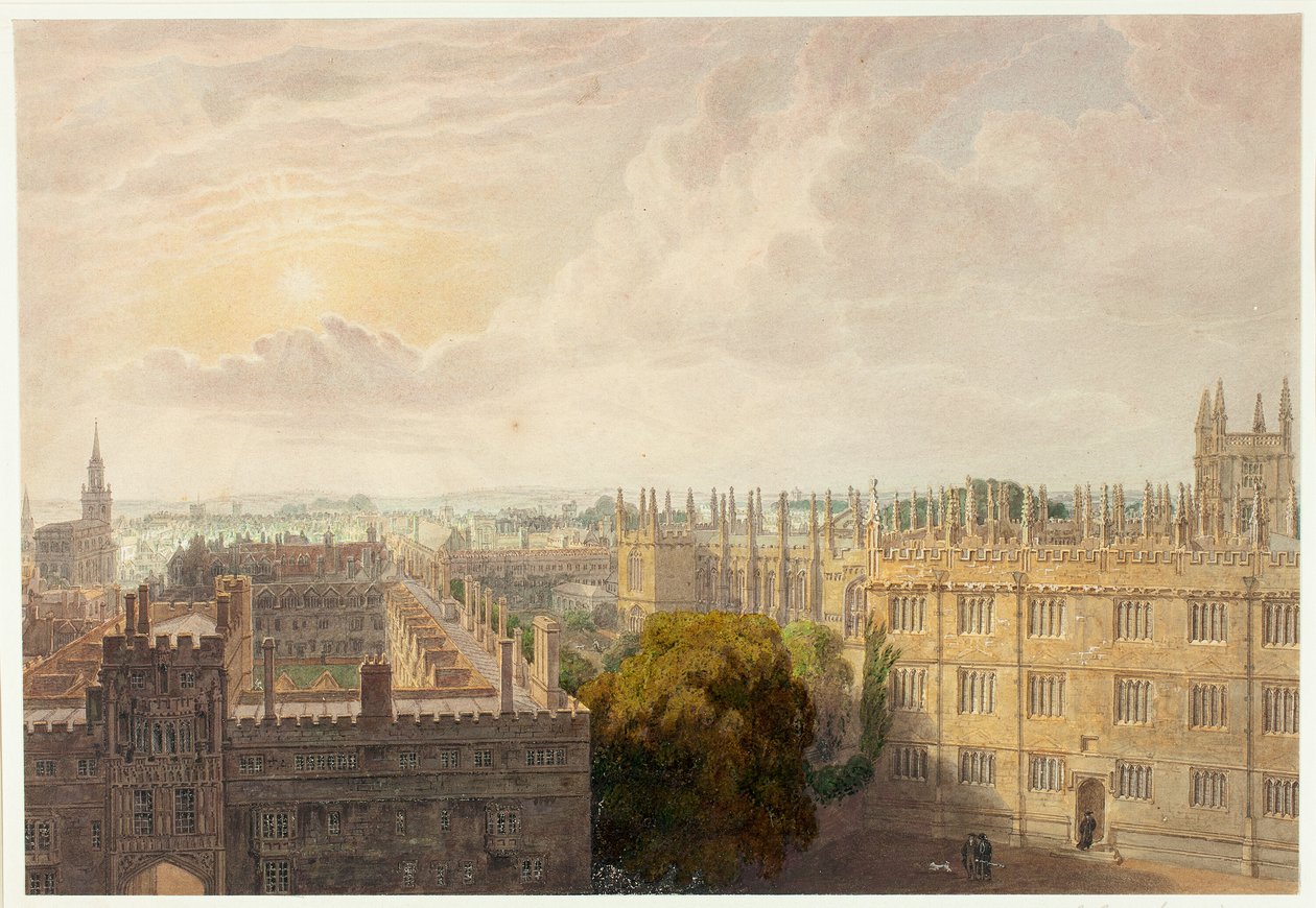 Uitzicht vanuit de Radcliffe-bibliotheek door Frederick Mackenzie