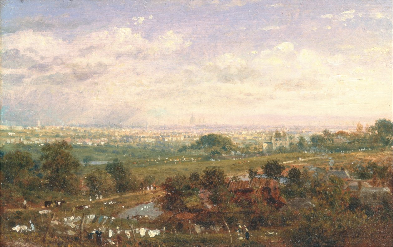 Londen vanuit Islington Hill door Frederick Nash
