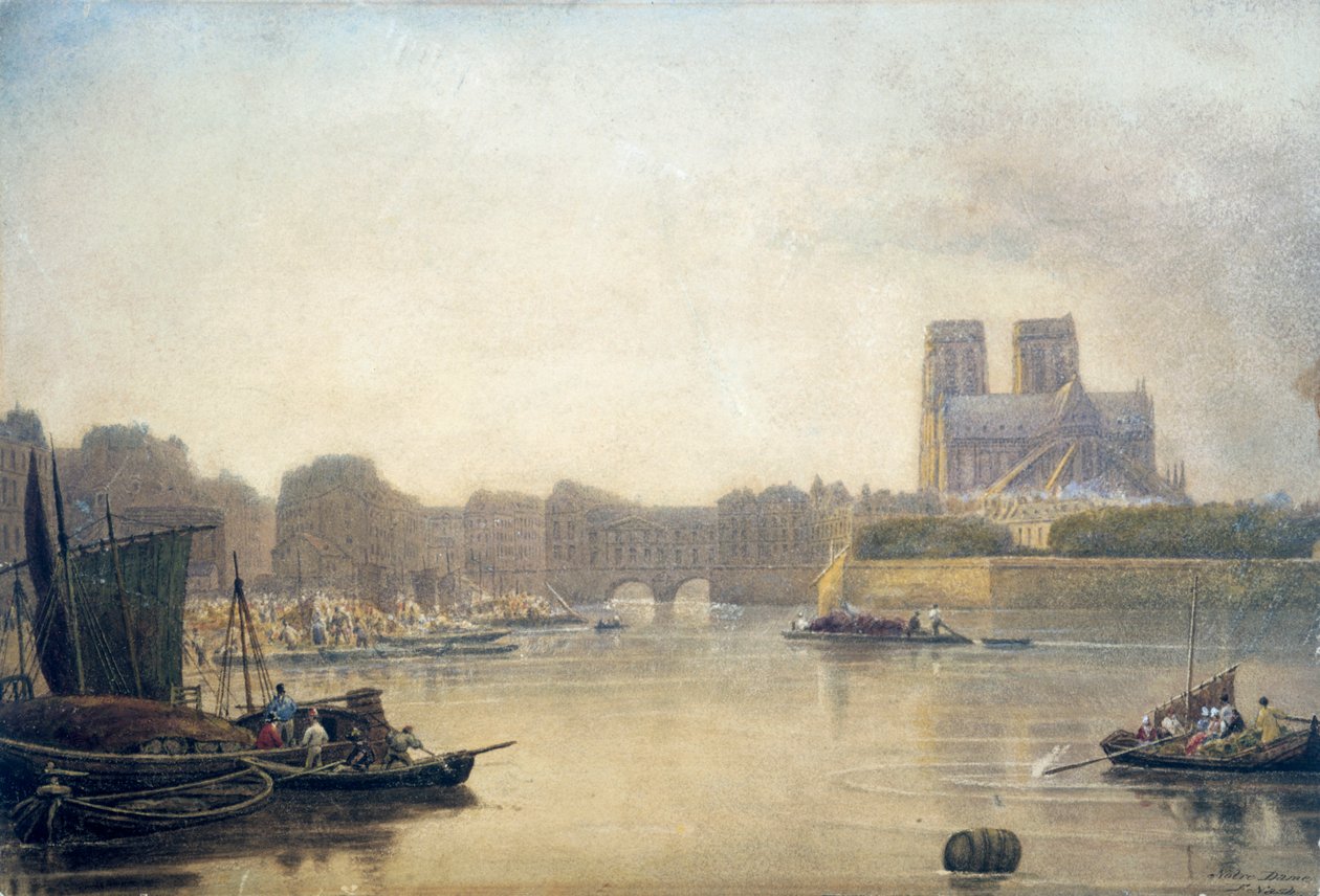Notre Dame, Parijs, 19e eeuw door Frederick Nash