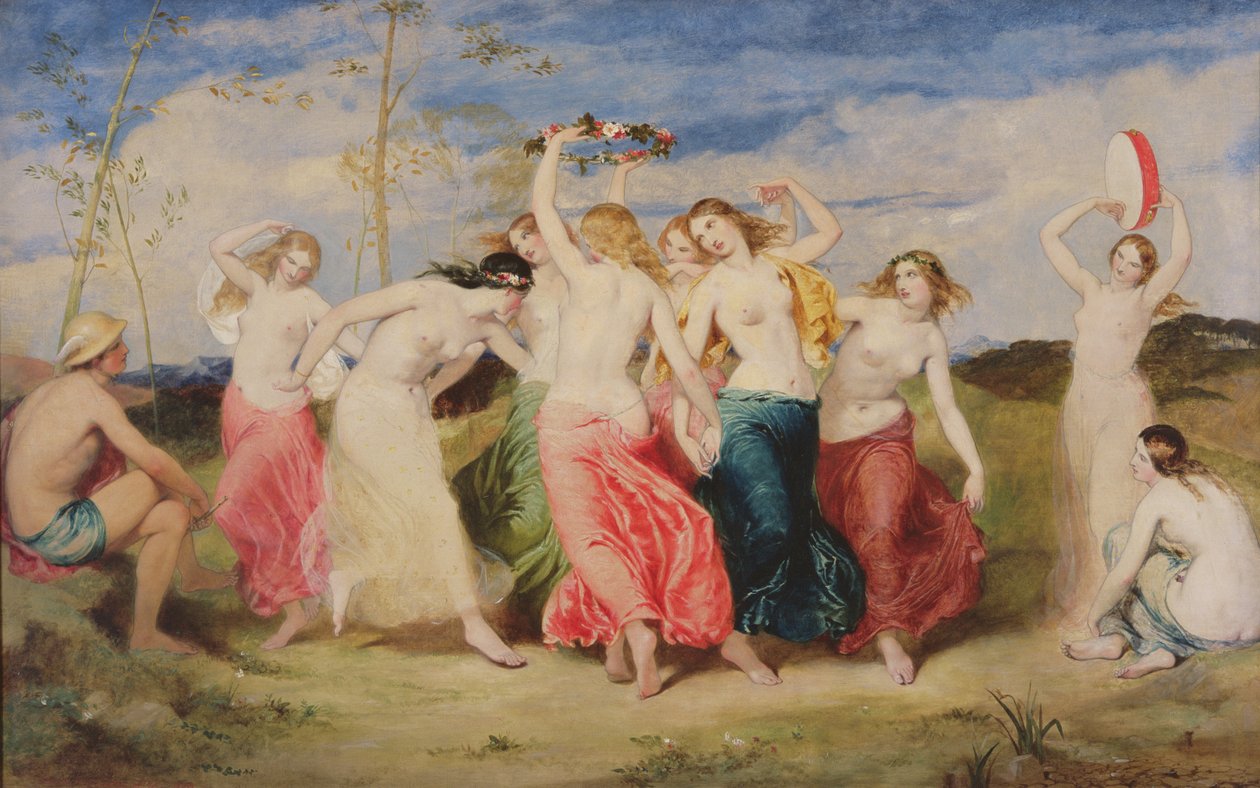 Mercurius onderwijst de nimfen in dans door Frederick Richard Pickersgill