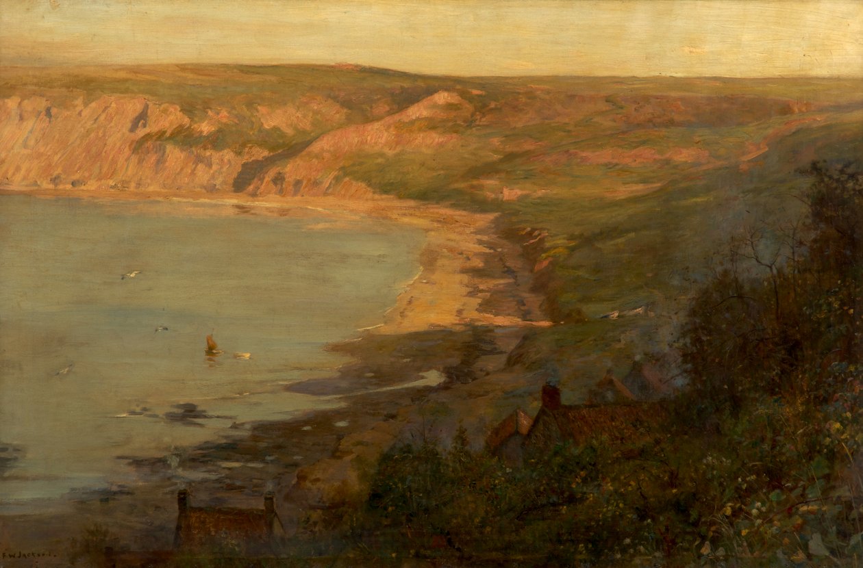 Runswick Bay (Olieverf op doek) door Frederick William Jackson