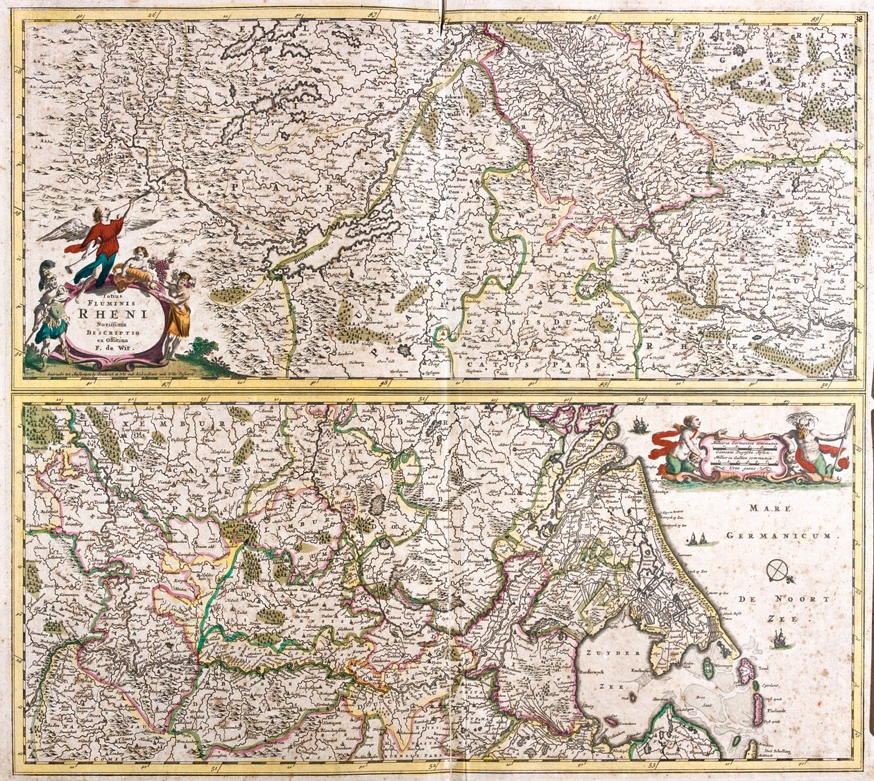 De loop van de Rijn door Frederick de Wit