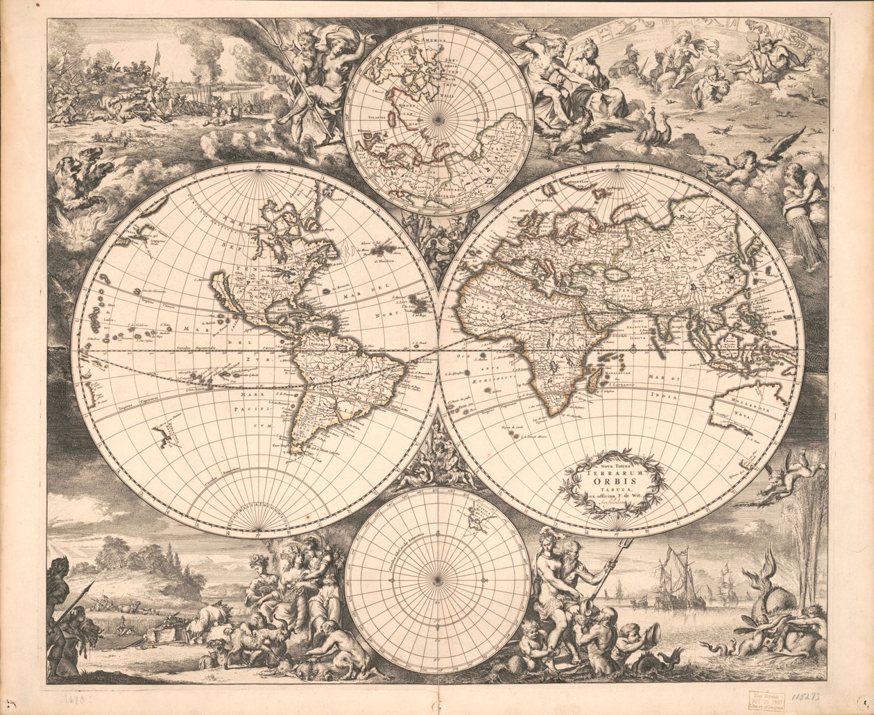 Nova totius terrarum orbis tabula door Frederik de Wit