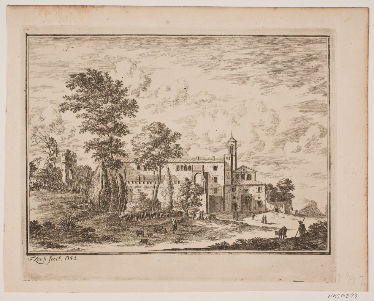 Een kloostergebouw midden in een Italiaans dorp door Frederik Laub