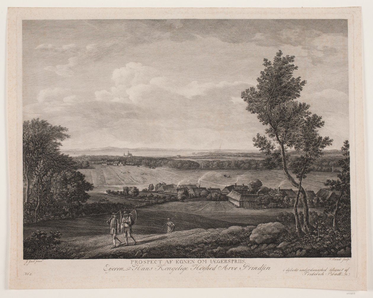 Prospect van de omgeving van Jægerspris door Frederik Ludvig  Bradt