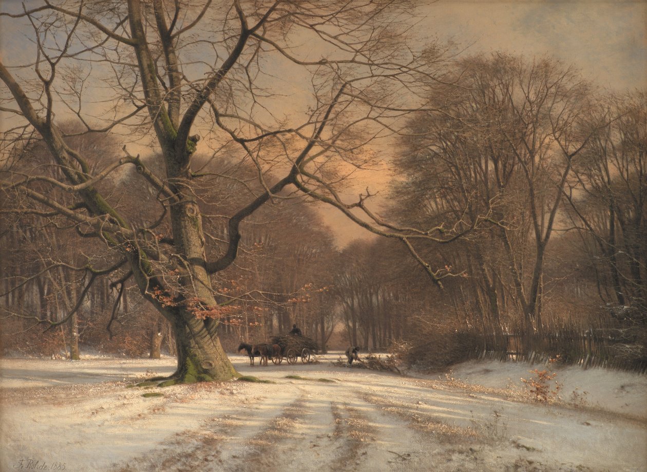 Winterlandschap. Motief uit Jægersborg Dyrehave door Frederik Rohde