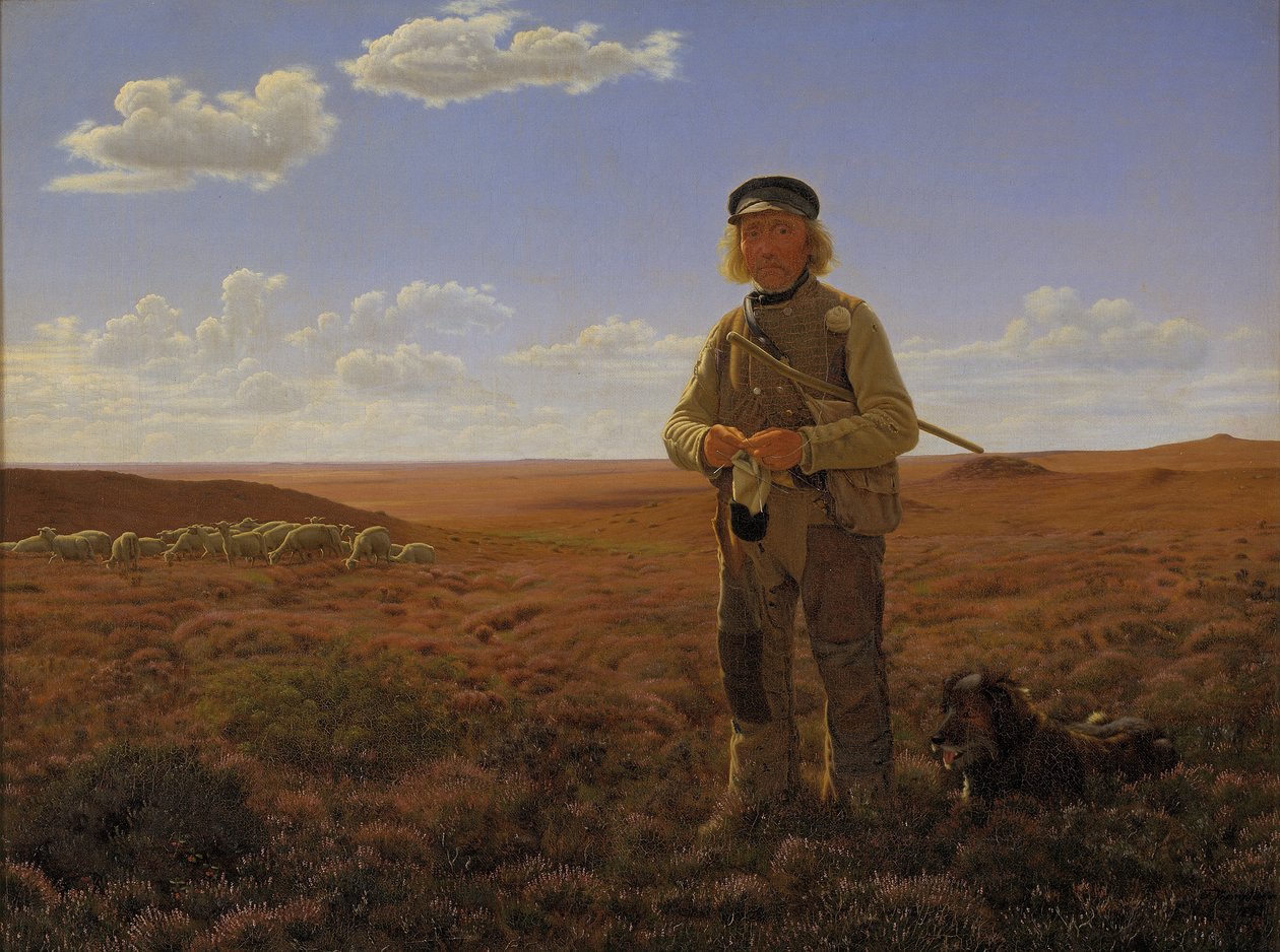 Een Jutlandse Herder op de Heide door Frederik Vermehren