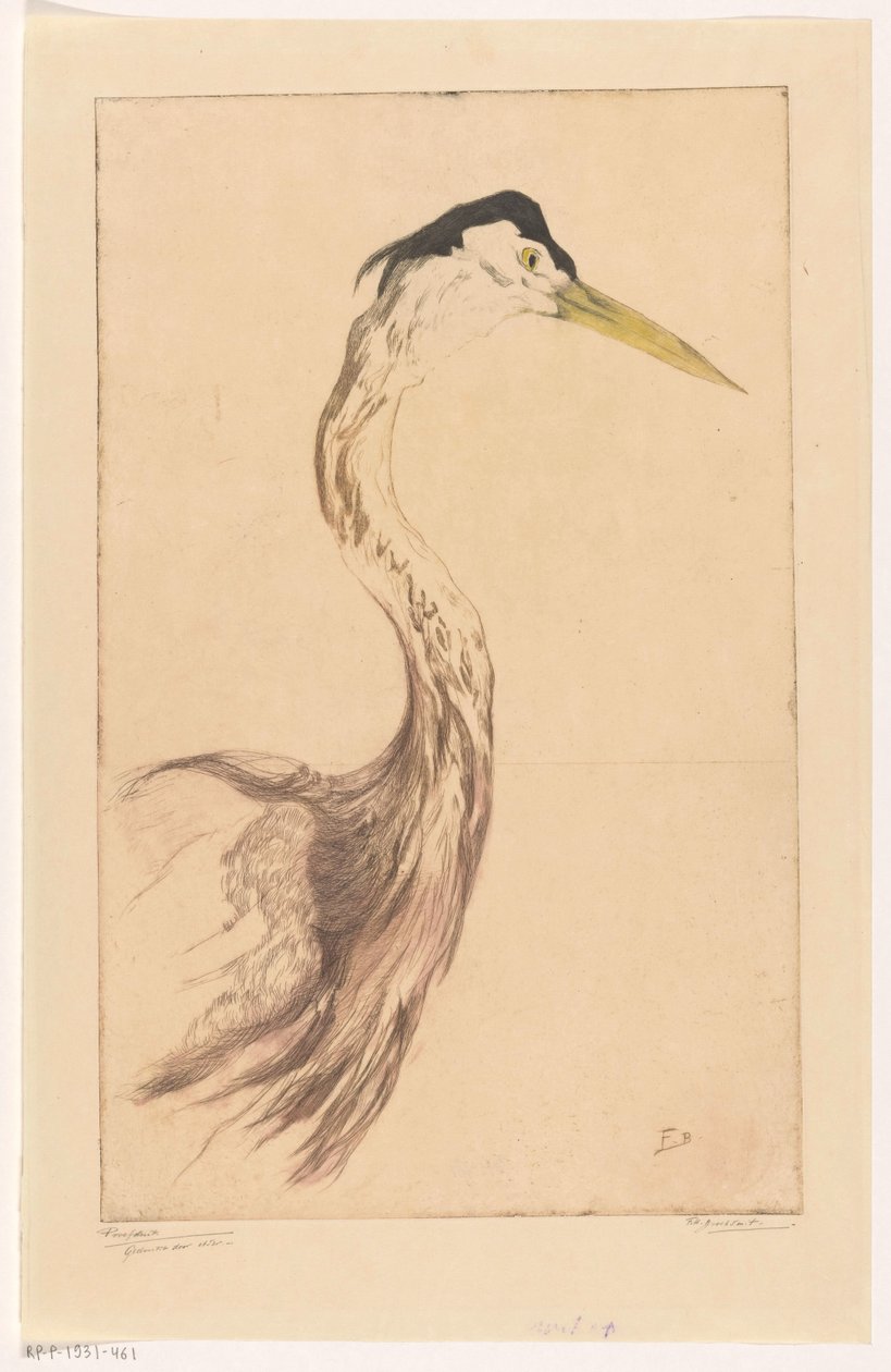 Reiger door Frederika Henriëtte Broeksmit (signed by artist)