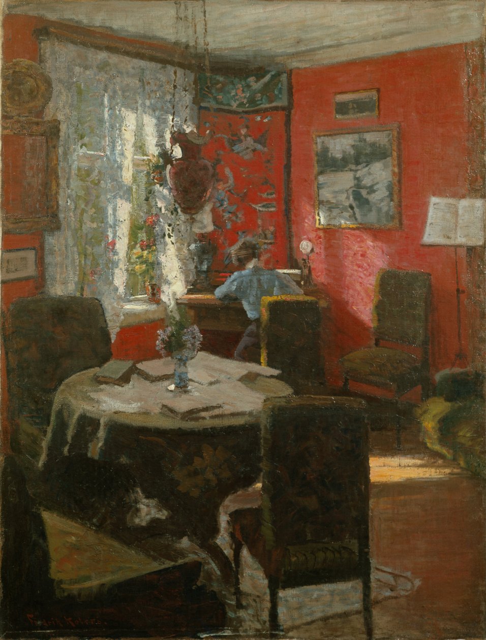 Interieur (schilderen) door Fredrik Kolstoe