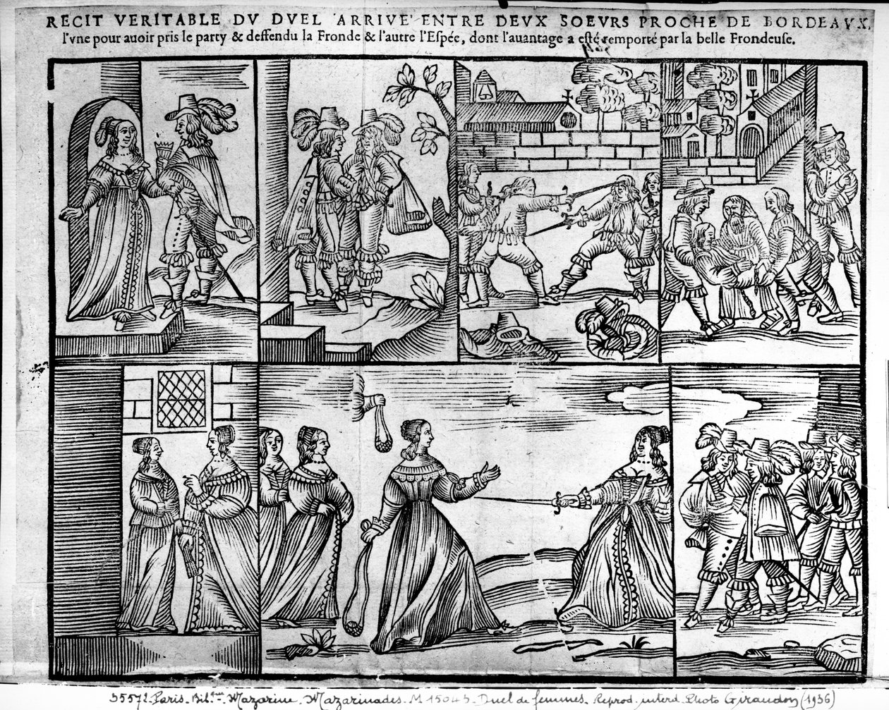 Een duel tussen twee zussen bij Bordeaux, 1650 door French School