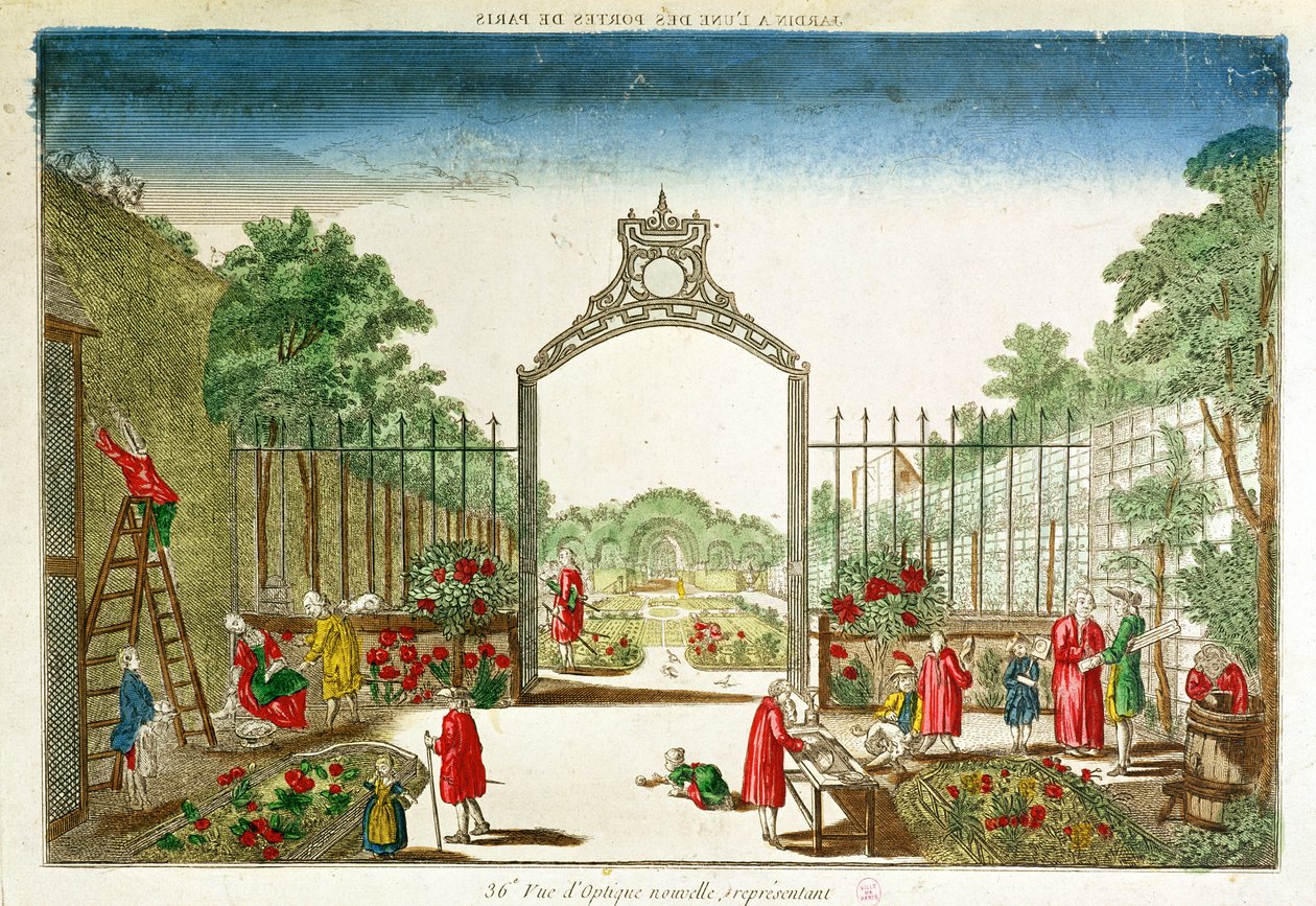 Een moestuin bij een van de poorten van Parijs door French School