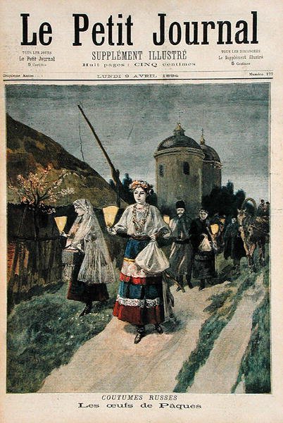 Een Russische Traditie, Paaseieren, illustratie uit Le Petit Journal, 9 april 1894 door French School