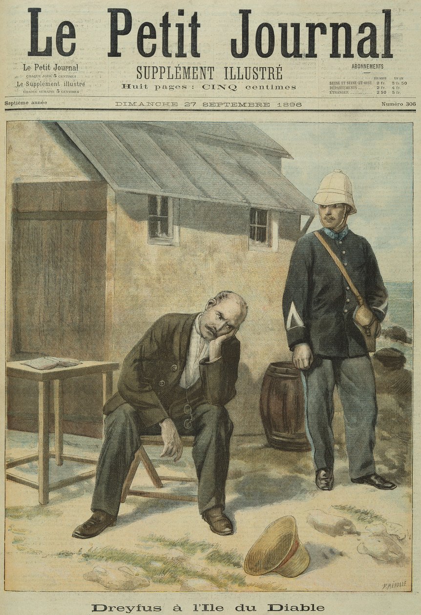 Alfred Dreyfus (1859-1935) op Duivelseiland, uit Le Petit Journal door French School