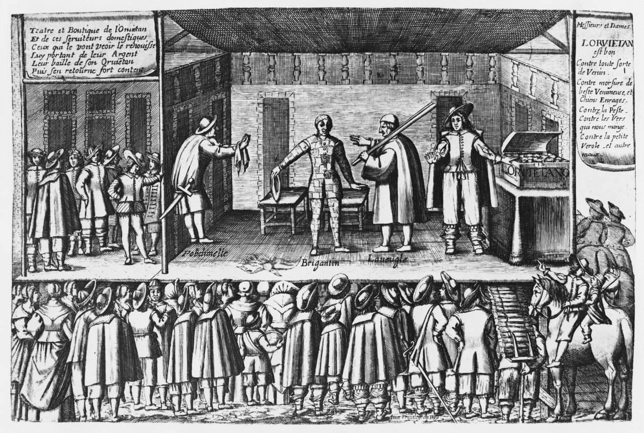 Farce over orvietan-verkopers op de Saint-Germain kermis in Parijs, c.1620-30 door French School