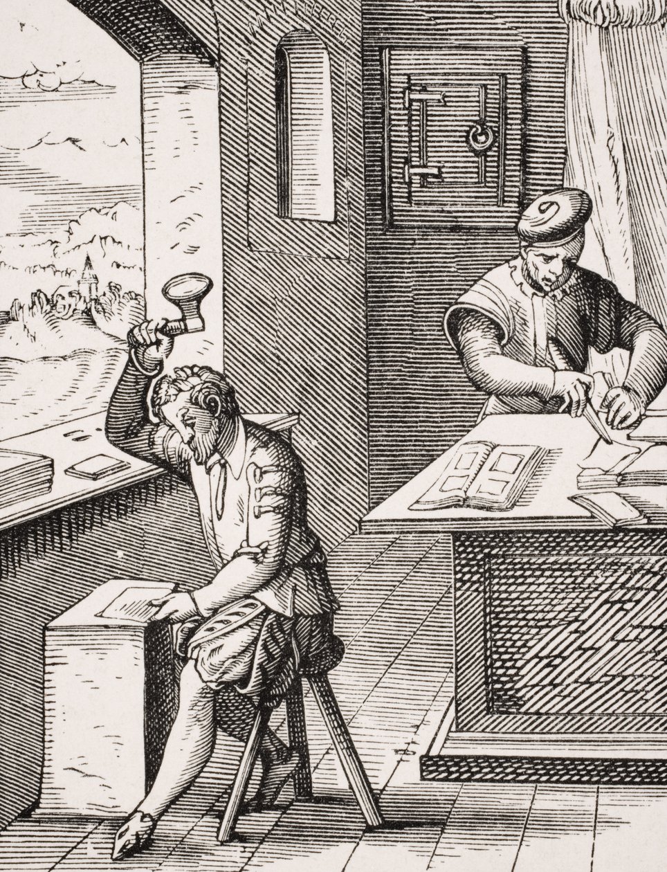 Goudklopper, reproductie van een houtsnede door Jost Amman uit 