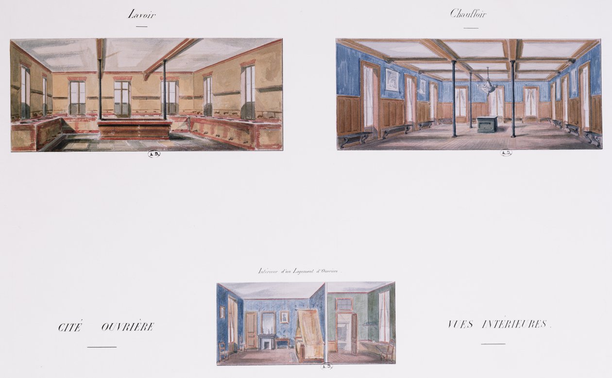 Interieurontwerpen voor de Napoleon-woningbouw, 58 rue Rochechouart, Parijs, 1849 door French School