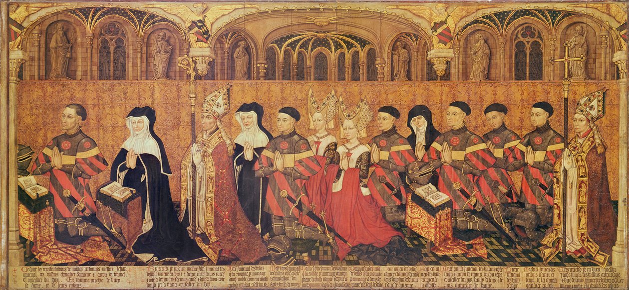 Jean I Jouvenel des Ursins (1360-1431) met zijn vrouw, Michelle de Vitry (gest. 1456) en hun familie, 1445-49 door French School