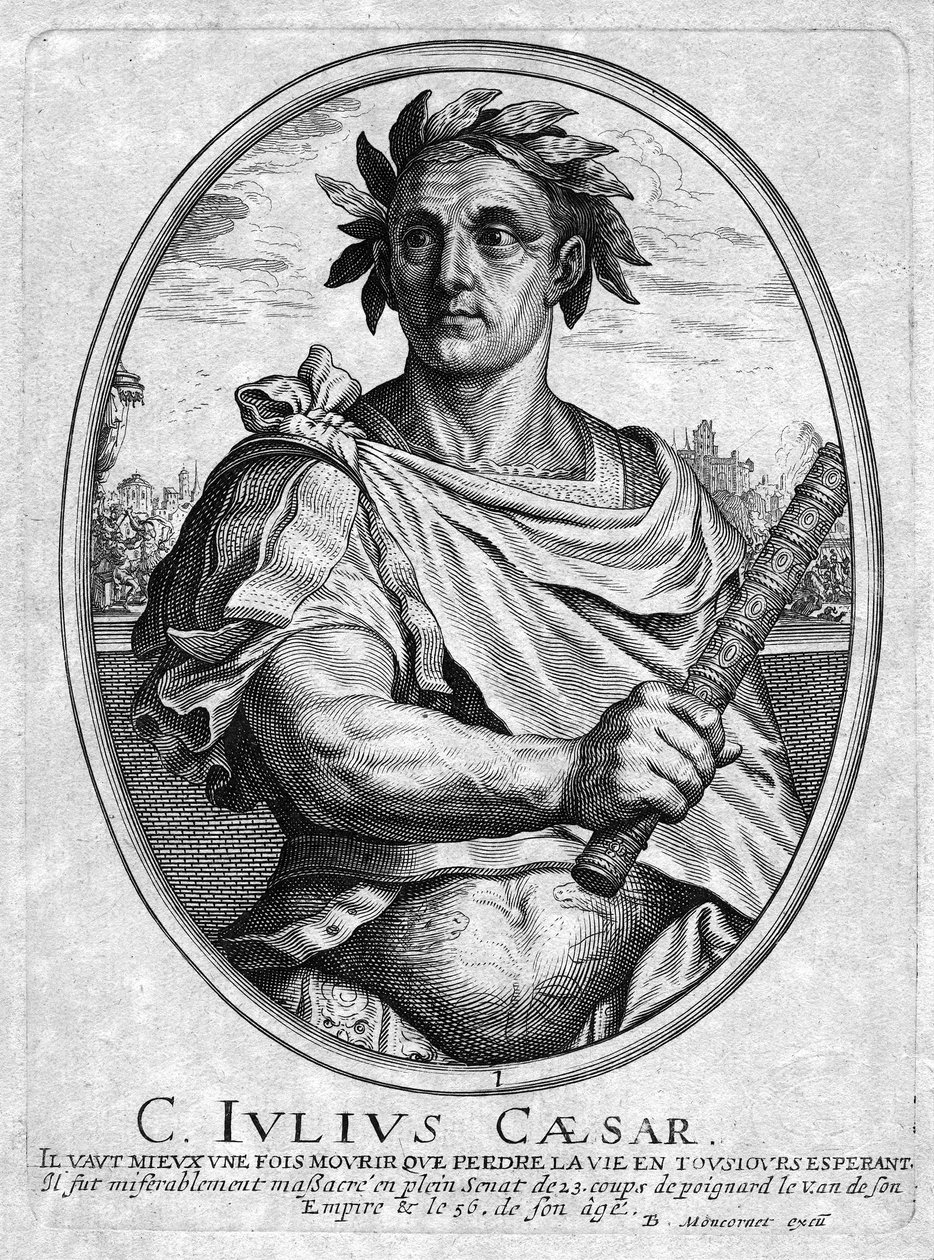 Julius Caesar, gegraveerd door Baltazar Moncornet door French School