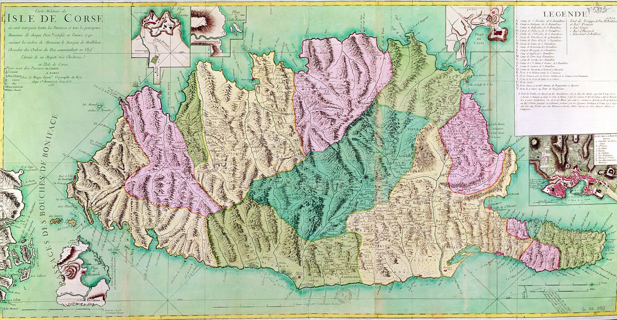 Militaire kaart van Corsica, 1768 door French School