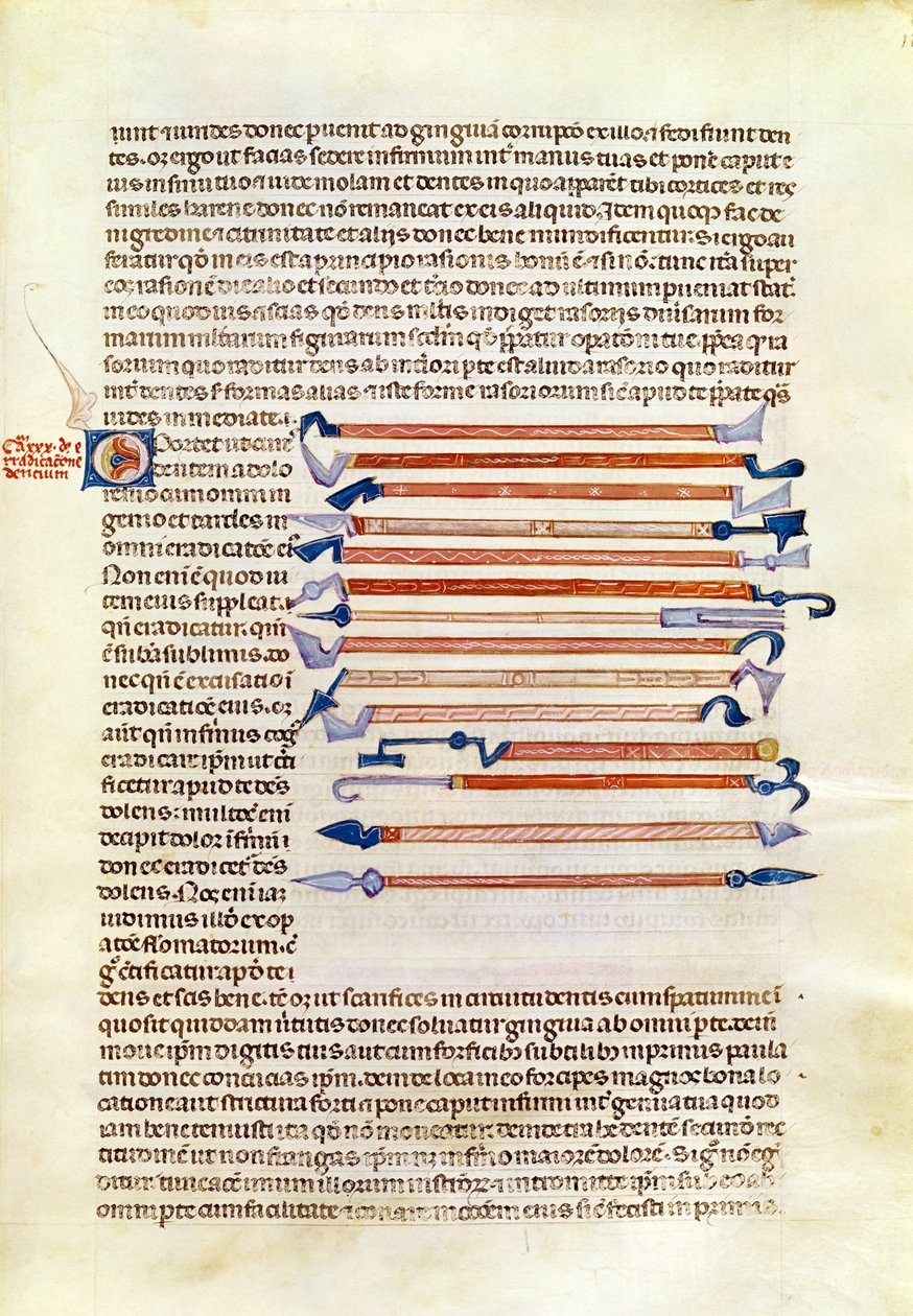 Ms 89 Ter fol.115 Chirurgische instrumenten uit een verhandeling door Abul Qasim Kalaf ibn al-Abbas al Zahrawi (Albucasis) door French School