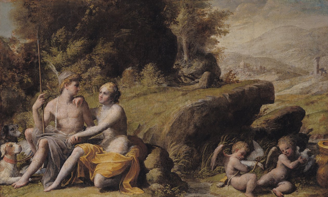 Mythologische scène door French School