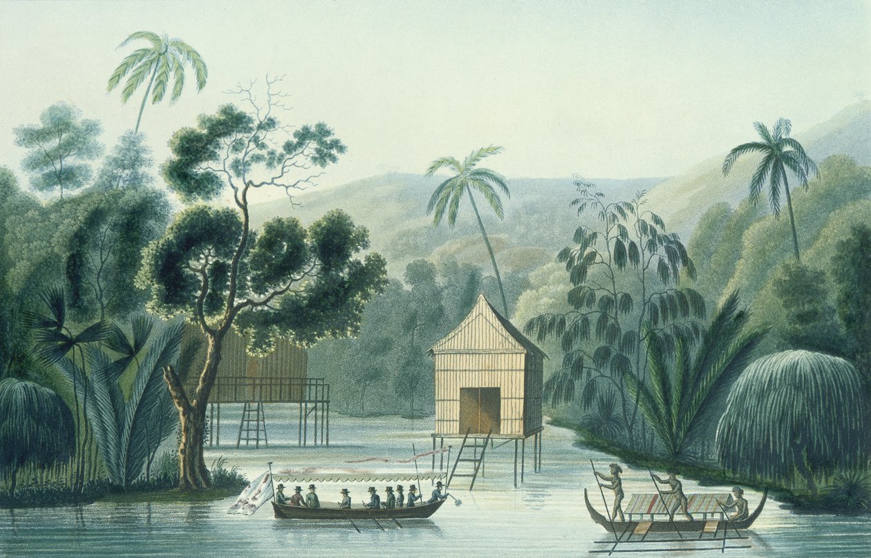 Pagode op het Eiland Waigiou, uit Voyage Autour du Monde sur la Corvette La Coquille (1822-25) door Louis Isidore Duperrey (1786-1865) door French School