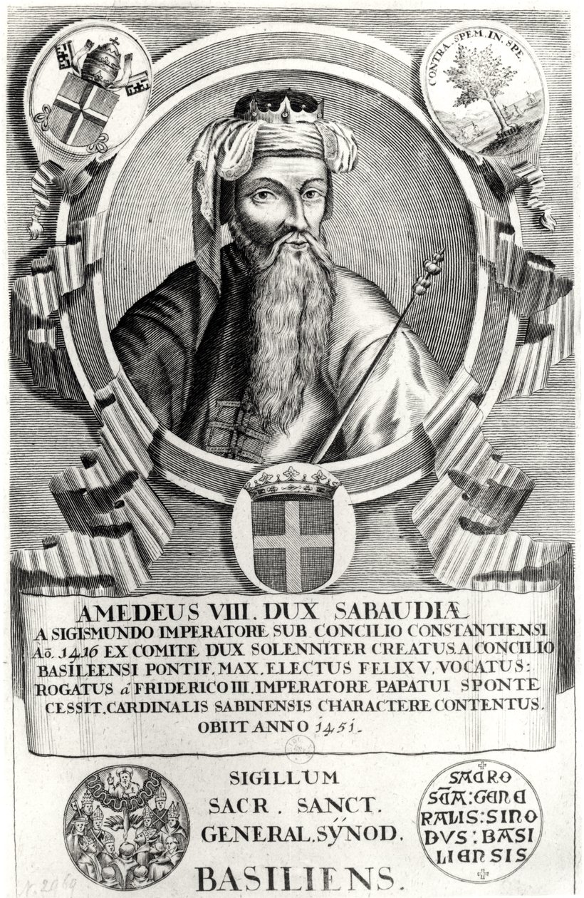 Portret van Amedee VIII Le Pacifique (1383-1451) door French School