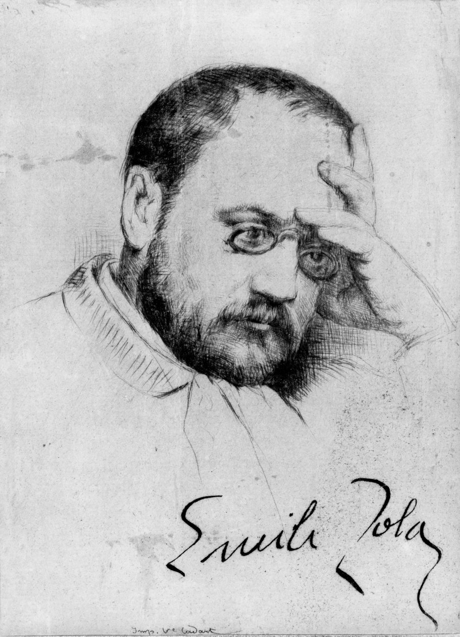 Portret van Emile Zola (1840-1902) door French School