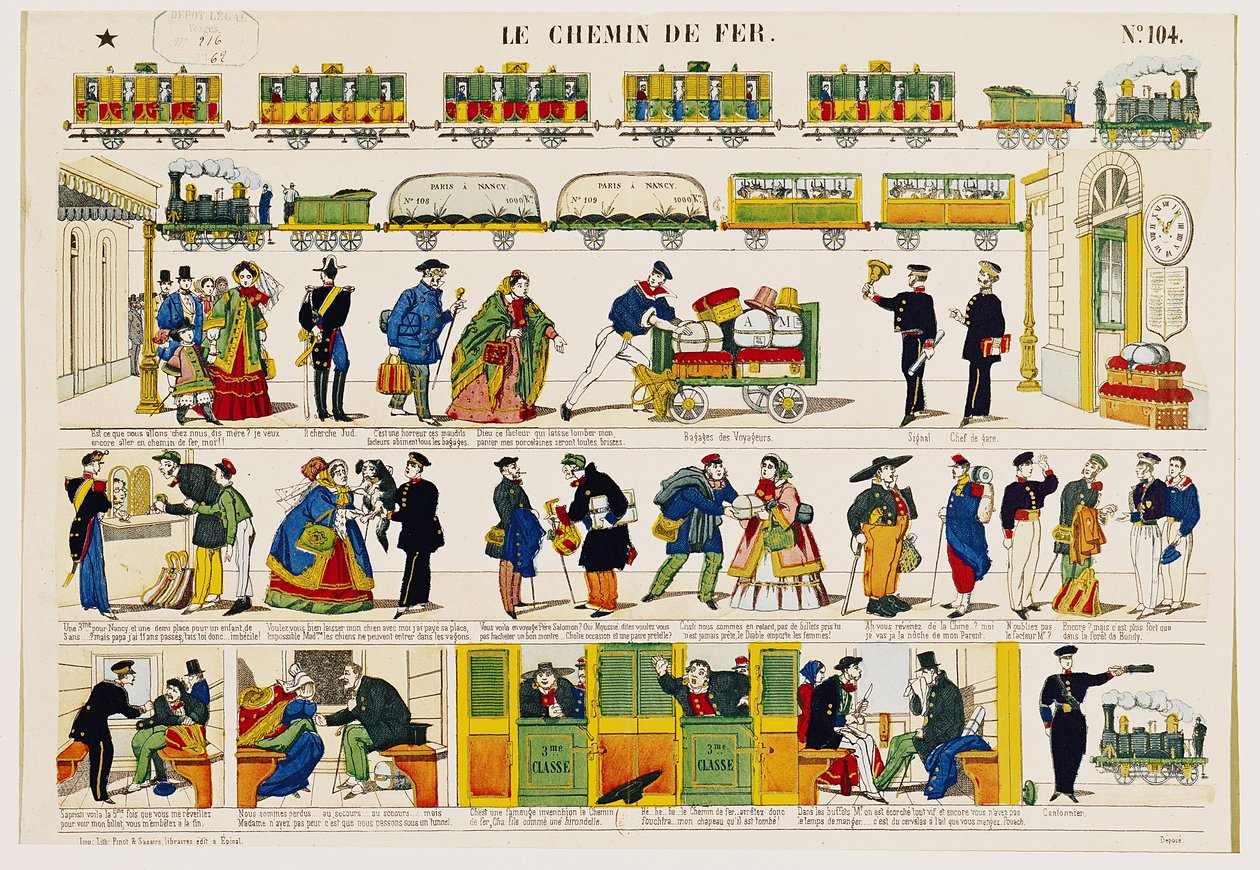Spoorwegreizen, c.1850 door French School