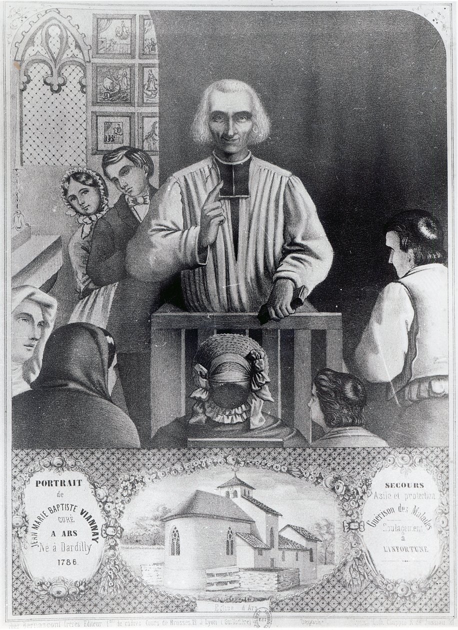 Sint Jean-Marie Vianney (1786-1859) predikend, 19e eeuw door French School